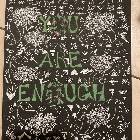 Unframed Original Art You Are Enough Drawing Illustration Blossoms & Symbols - Picture 3 of 8